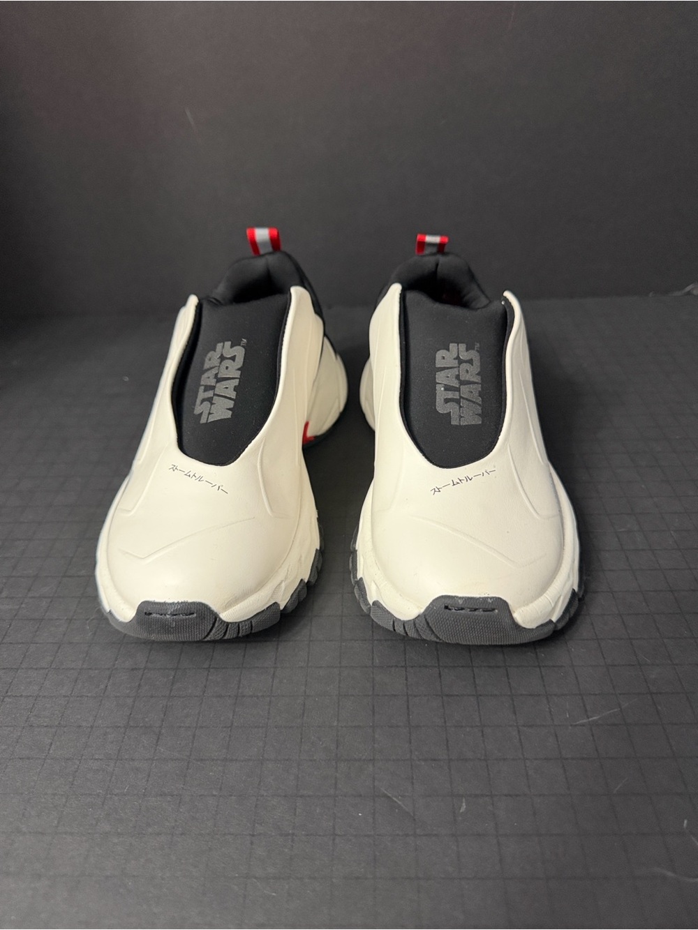 Star Wars White Slip-On Sneakers with Black & Red Details
